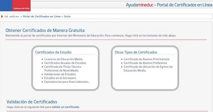 Paso 1: Entra al portal de certificados en línea del Mineduc